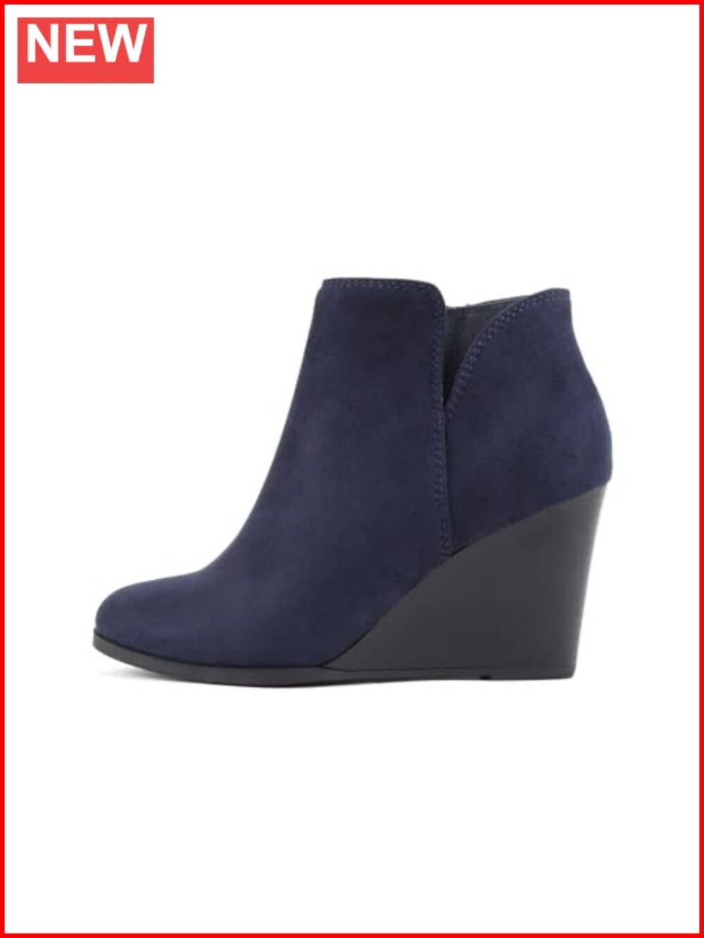 Mid Ankle Bootie w/Split Shaft & Zipper Stacked Wedge Heel